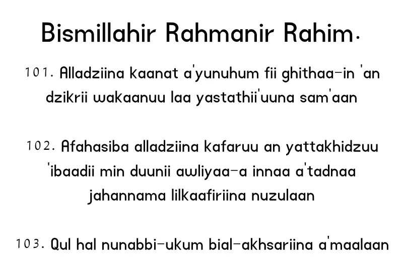 surah al kahfi ayat 101 to 103 rumi