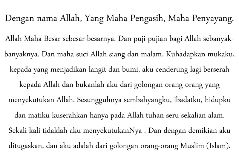 doa iftitah maksud bahasa melayu