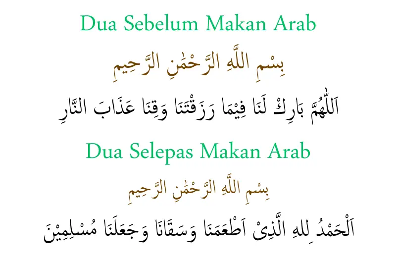 doa makan yang betul sebelum dan selepas arab