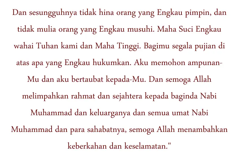 maksud doa qunut bahagian kedua