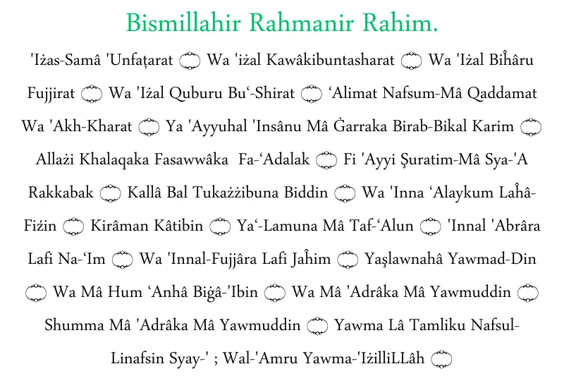 surah infitar rumi translation