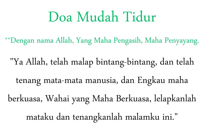 doa mudah tidur in bahasa melayu