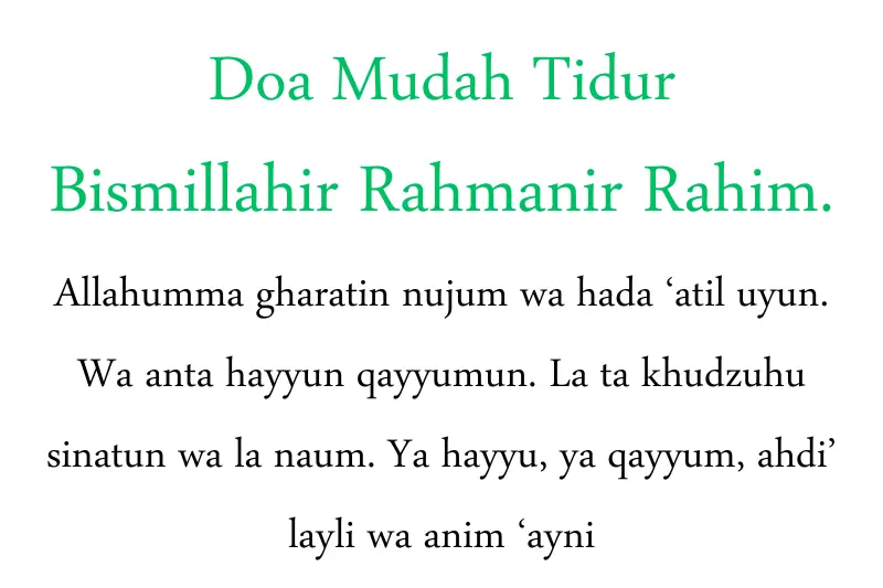 doa mudah tidur in rumi