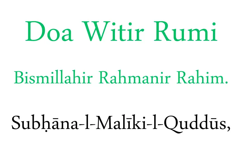 doa witir rumi