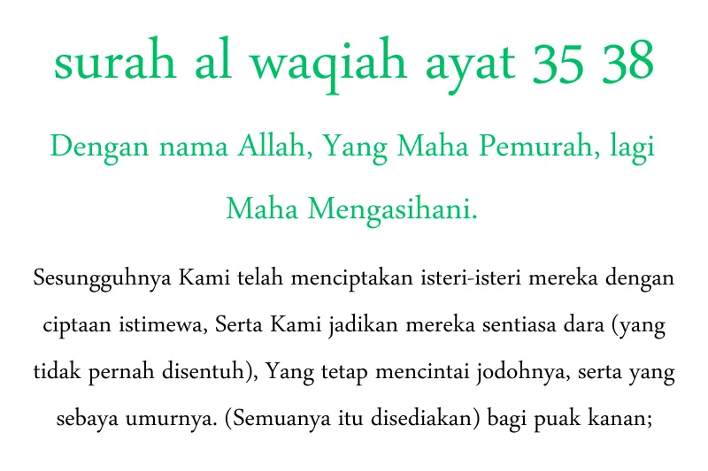 surah al waqiah ayat 35 38 maksud bahasa melayu